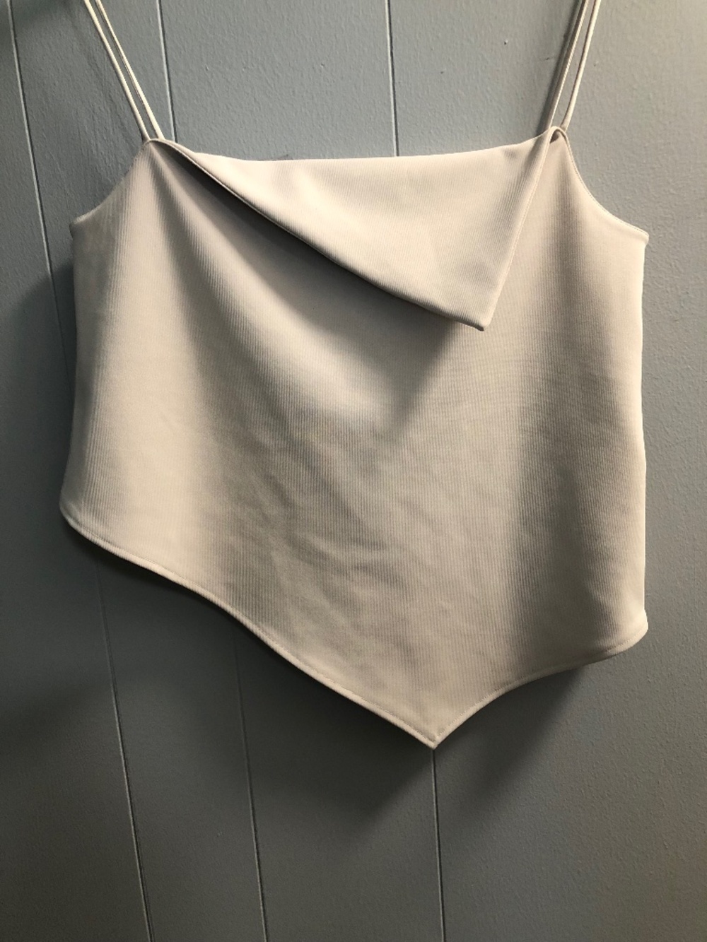 NWT ZARA Tan Spaghetti Strap Asymmetrical Top Size M